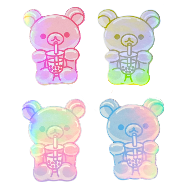 Kuma Boba Holo Vinyl Stickers (Set of 2)