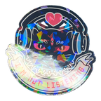 Rebellious Cat Holo Vinyl Sticker