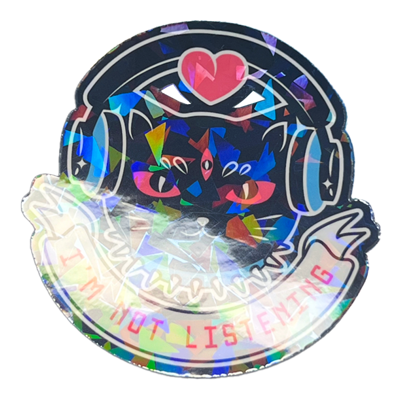 Rebellious Cat Holo Vinyl Sticker