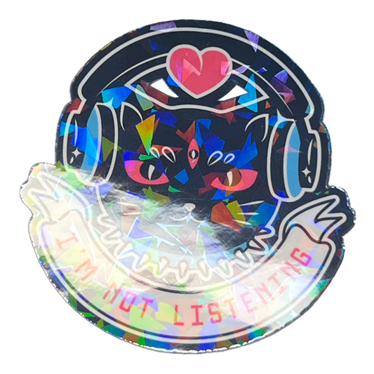 Rebellious Cat Holo Vinyl Sticker