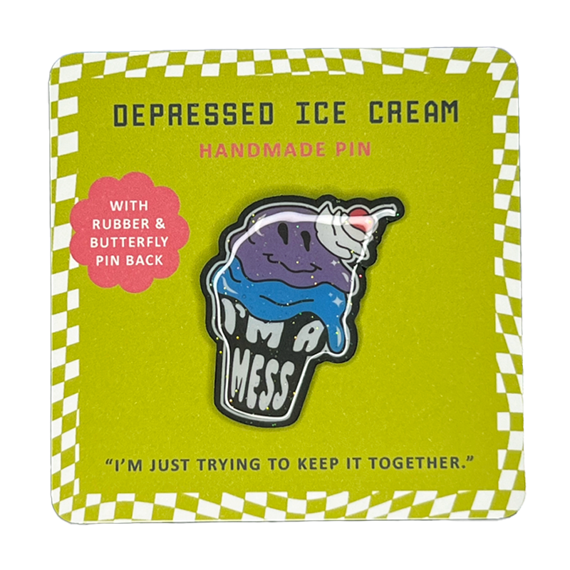 Depressed Ice Cream Handmade Pin