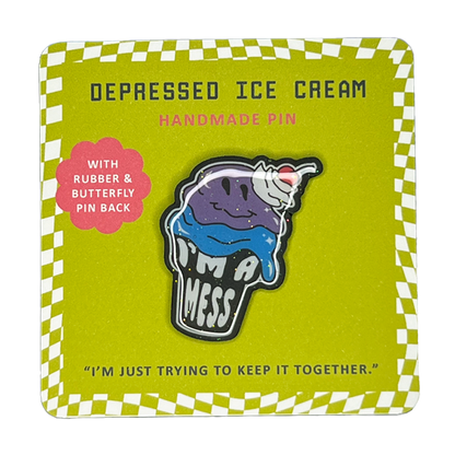 Depressed Ice Cream Handmade Pin