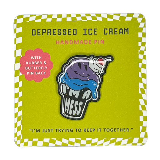 Depressed Ice Cream Handmade Pin