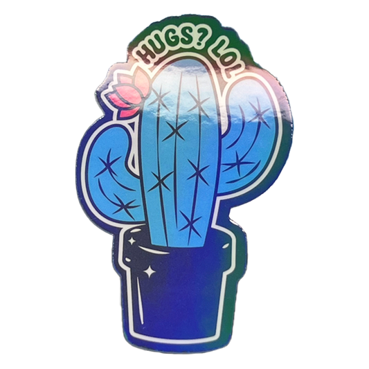 Awkward Cactus Holo Vinyl Sticker