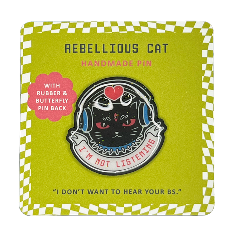 Rebellious Cat Handmade Pin