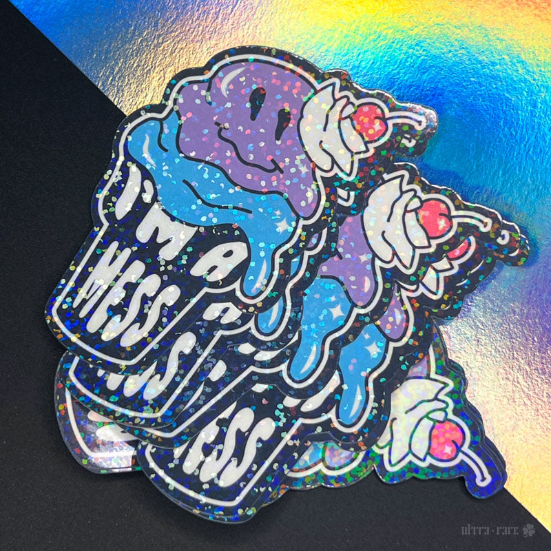 Depressed Ice Cream Holo Vinyl Sticker