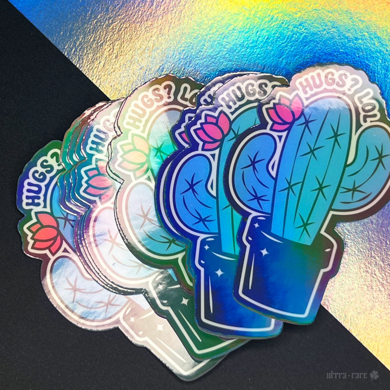 Awkward Cactus Holo Vinyl Sticker