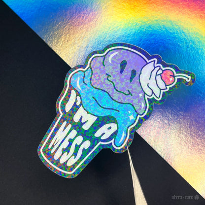 Depressed Ice Cream Holo Vinyl Sticker