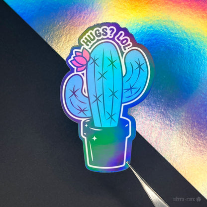 Awkward Cactus Holo Vinyl Sticker